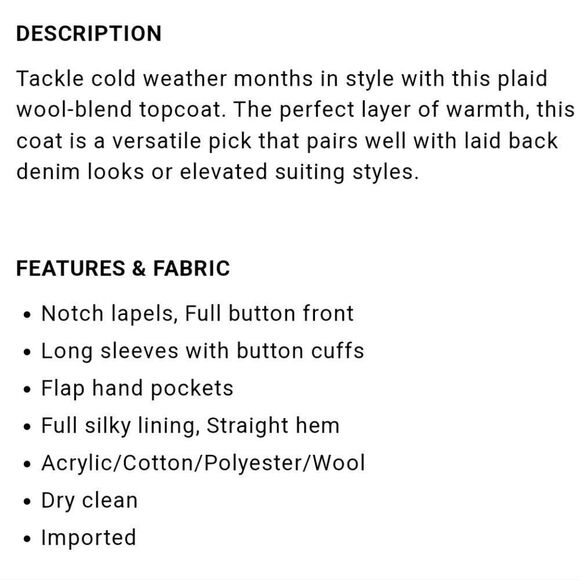 ExpressâPlaidâWool-BlendâTopcoatâsizeâM - Picture 9 of 9